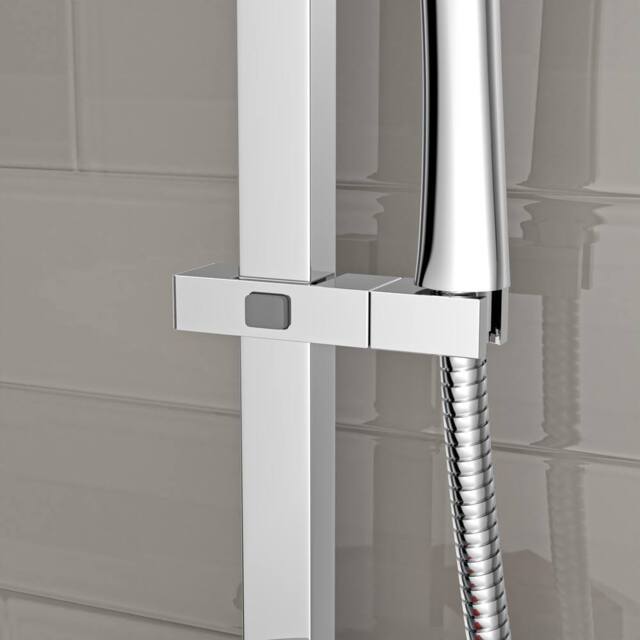 Nes Home Square ABS Adjustable Showerhead Holder Slider Bracket Chrome in Metallic Silver - image 1