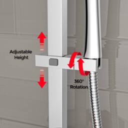 Nes Home Square ABS Adjustable Showerhead Holder Slider Bracket Chrome in Metallic Silver - thumbnail 4