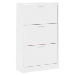 Berkfield Home Shoe Cabinet High Gloss White 63x24x103 cm Engineered Wood - Size: 63 x 24 x 103 cm - thumbnail 3