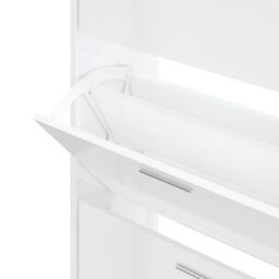 Berkfield Home Shoe Cabinet High Gloss White 63x24x103 cm Engineered Wood - Size: 63 x 24 x 103 cm - thumbnail 6