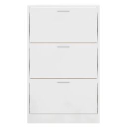 Berkfield Home Shoe Cabinet High Gloss White 63x24x103 cm Engineered Wood - Size: 63 x 24 x 103 cm - thumbnail 4