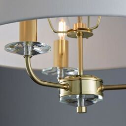 Loops Multi Light Ceiling Pendant 3 Bulb BRASS & WHITE Chandelier Large Shade Lamp - thumbnail 3