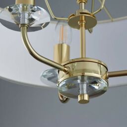 Loops Multi Light Ceiling Pendant 3 Bulb BRASS & WHITE Chandelier Large Shade Lamp - thumbnail 4