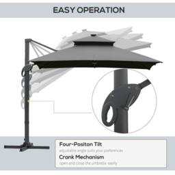 OUTSUNNY 3 x 3(m) Aluminum Sun Square Canopy Top with Adjustable Pole Angle in Dark Grey - thumbnail 5