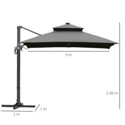 OUTSUNNY 3 x 3(m) Aluminum Sun Square Canopy Top with Adjustable Pole Angle in Dark Grey - thumbnail 3