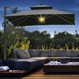 OUTSUNNY 3 x 3(m) Aluminum Sun Square Canopy Top with Adjustable Pole Angle in Dark Grey - thumbnail 1
