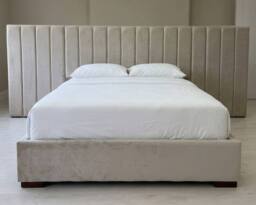 Stratus Interiors Raphael Extra Wide Headboard Bed-Gas lift Ottoman Storage in Beige - Size: Double - thumbnail 2