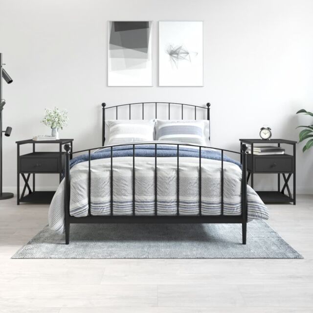 Berkfield Home Bedside Cabinets 2 pcs Black 40x42x55 cm Engineered Wood - Size: 40 x 42 x 55 cm - image 1