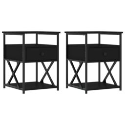 Berkfield Home Bedside Cabinets 2 pcs Black 40x42x55 cm Engineered Wood - Size: 40 x 42 x 55 cm - thumbnail 2