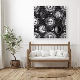 Warren Reed - Designer Moon & Sun Black White Canvas - Size: w40 inch x h40 inch - thumbnail 3