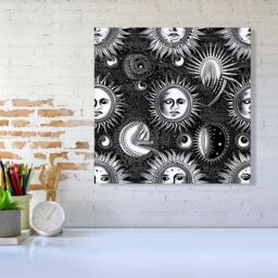 Warren Reed - Designer Moon & Sun Black White Canvas - Size: w40 inch x h40 inch - thumbnail 2