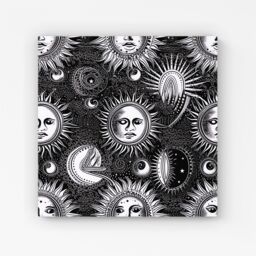 Warren Reed - Designer Moon & Sun Black White Canvas - Size: w40 inch x h40 inch - thumbnail 1