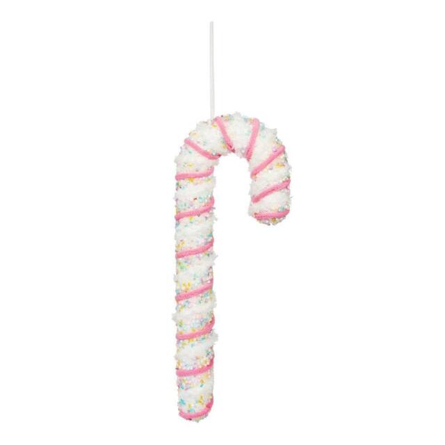 Garden Greatness Large Pink Hanging Candy Cane Decoration in White - Size: 1 Pack