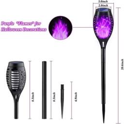 FLAVORA 4pcs Purple Flame Effect Solar Outdoor Lights Stake Garden - thumbnail 1