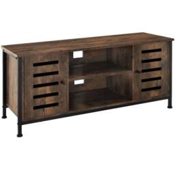 tectake Tv Stand Carlow - Lowboard With Two Cabinets, Shelves, 2 Cable Cutouts in Brown - Size: 110 cm - thumbnail 1