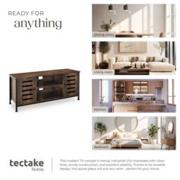 tectake Tv Stand Carlow - Lowboard With Two Cabinets, Shelves, 2 Cable Cutouts in Brown - Size: 110 cm - thumbnail 7