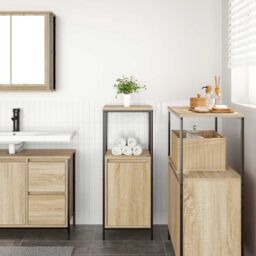 Berkfield Home Bathroom Cabinet with Shelves Sonoma Oak 36x35x95 cm in Brown - Size: 36 x 35 x 95 cm - thumbnail 3
