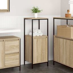Berkfield Home Bathroom Cabinet with Shelves Sonoma Oak 36x35x95 cm in Brown - Size: 36 x 35 x 95 cm