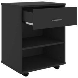 Berkfield Home Rolling Cabinet Black 46x36x59 cm Engineered Wood - Size: 46 x 36 x 59 cm - thumbnail 6