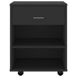 Berkfield Home Rolling Cabinet Black 46x36x59 cm Engineered Wood - Size: 46 x 36 x 59 cm - thumbnail 4