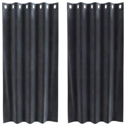 Berkfield Home Blackout Curtains with Eyelets 2 pcs Dark Grey Velvet - thumbnail 2