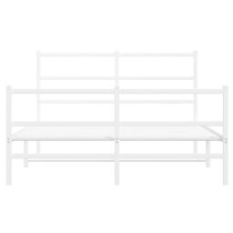 Berkfield Home Metal Bed Frame without Mattress with Footboard¬†White 140x190cm in White - Size: 140x190 cm - thumbnail 5