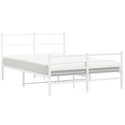 Berkfield Home Metal Bed Frame without Mattress with Footboard¬†White 140x190cm in White - Size: 140x190 cm - thumbnail 4
