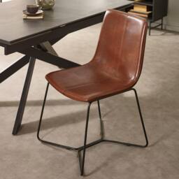 Cheshire Quinton Premium Tan Brown PU Leather Dining Chairs - Set of 2 - thumbnail 5