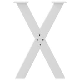 Berkfield Home Modern Dining Table Legs X-Shaped 2 pcs White 60x(72-73) cm Steel - thumbnail 5