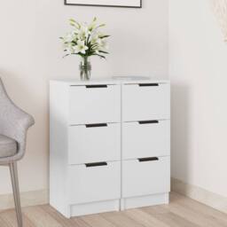 Berkfield Home Sideboards 2 pcs White 30x30x70 cm Engineered Wood - Size: 30 x 30 x 70 cm - thumbnail 2
