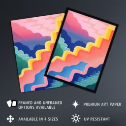 "Artery8 Wall Art Print Stairway To Heaven Colourful Abstract Risograph Screen Poster - Size: W12"" x H16""" - thumbnail 2