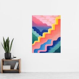 "Artery8 Wall Art Print Stairway To Heaven Colourful Abstract Risograph Screen Poster - Size: W12"" x H16""" - thumbnail 4
