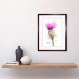 Artery8 Scottish Thisle Scotland National Flower Bright Floral Watercolour Illustration Framed Wall Art Print Picture 12X16 inch in Brown - thumbnail 2