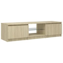 Berkfield Home TV Cabinet with LED Lights Sonoma Oak 140x40x35.5 cm in Brown - thumbnail 3