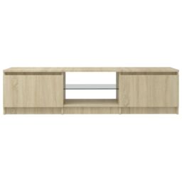 Berkfield Home TV Cabinet with LED Lights Sonoma Oak 140x40x35.5 cm in Brown - thumbnail 5