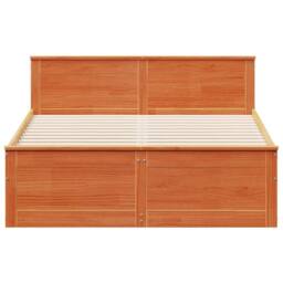 Berkfield Home Durable Bed Frame Frame with Headboard Wax Brown 140x190 cm Solid - thumbnail 4