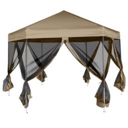 Berkfield Home Hexagonal Pop-Up Marquee with Sidewalls 3.6x3.1 m Taupe 220g/m ² - thumbnail 1