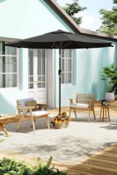 H&O Direct Outdoor 3m Traditional Garden Parasol（Base not included） in Black - thumbnail 2