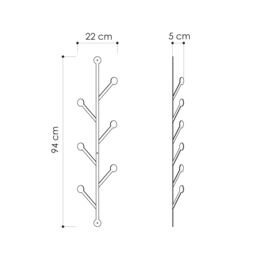 Decortie 'Ponpon' Black Metal Wall-Mounted Coat Hanger 7 Hooks - Size: 1 Pack - thumbnail 4