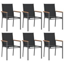 Berkfield Home Beautiful 7 Piece Garden Dining Set Black Textilene & Steel - thumbnail 4