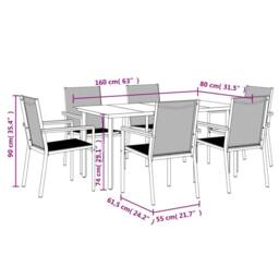 Berkfield Home Beautiful 7 Piece Garden Dining Set Black Textilene & Steel - thumbnail 9