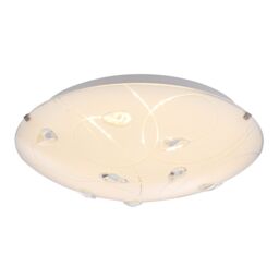 Happy Homewares Traditional Classic Opal White Glass Flush Ceiling Light with Crystal Drops - Size: 12 inches - thumbnail 2
