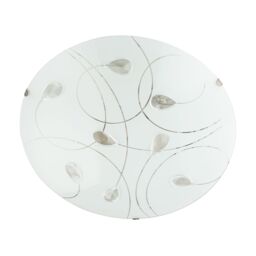 Happy Homewares Traditional Classic Opal White Glass Flush Ceiling Light with Crystal Drops - Size: 12 inches - thumbnail 4