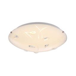 Happy Homewares Traditional Classic Opal White Glass Flush Ceiling Light with Crystal Drops - Size: 12 inches
