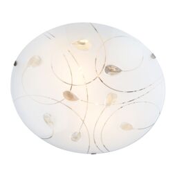 Happy Homewares Traditional Classic Opal White Glass Flush Ceiling Light with Crystal Drops - Size: 12 inches - thumbnail 3