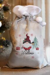 Personalised Memento Company Personalised Gonk Christmas Sack in Grey - thumbnail 3