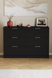 HD Designs Trega 6 Drawer Chest of Drawers 'Wide' Space Saving in Black - thumbnail 3