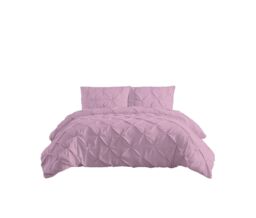 Snug City Pintuck Pinch Pleated Polycotton Duvet Cover & Pillowcase/s Set Bed Linen in Pink - Size: King - thumbnail 2