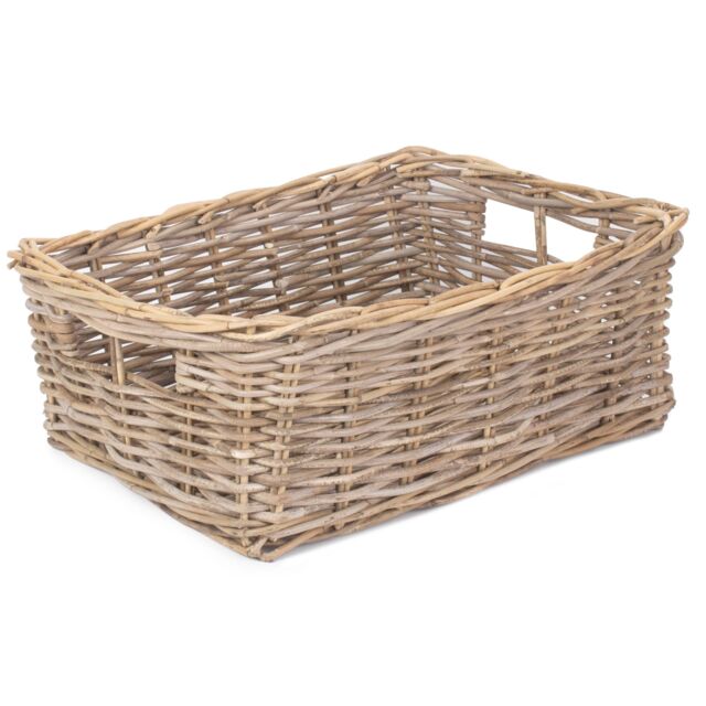 Red Hamper Rattan Shallow Kubu Grey Rattan Rectangular Basket - Size: Large - image 1