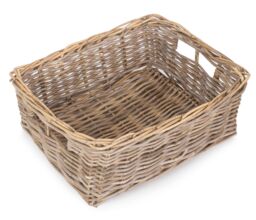 Red Hamper Rattan Shallow Kubu Grey Rattan Rectangular Basket - Size: Large - thumbnail 3